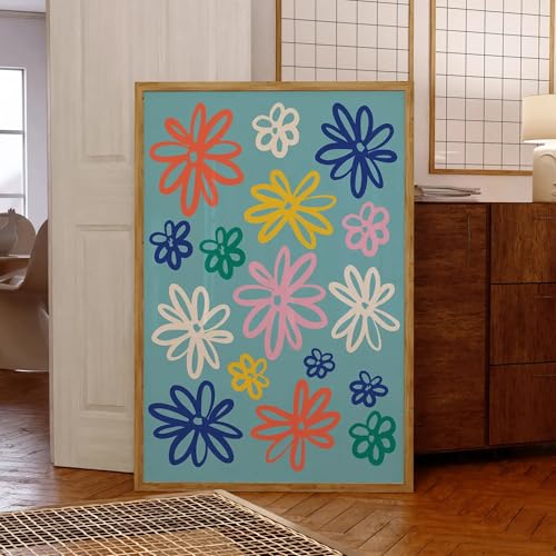Peinture murale moderne de marguerites pour réveiller la déco du salon