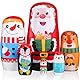 DEARMAMY 6 Stück Russische Nistpuppen Aus Holz Handgefertigte Matroschka-Puppen Für Kinder Niedliche Cartoon-Nistpuppen Für Kinder Schneemann Weihnachtsmann Thema Weihnachtsspielzeug