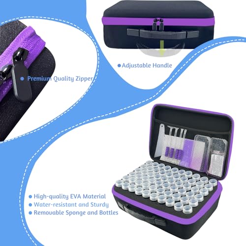 Image of SuSentak Diamond Art Storage Containers with Dot Drill Tools,120 Slots Bead Organizer Case for 5D DIY Art Kits, Portable Craft Box for Diamond Painting Accessories (Black)