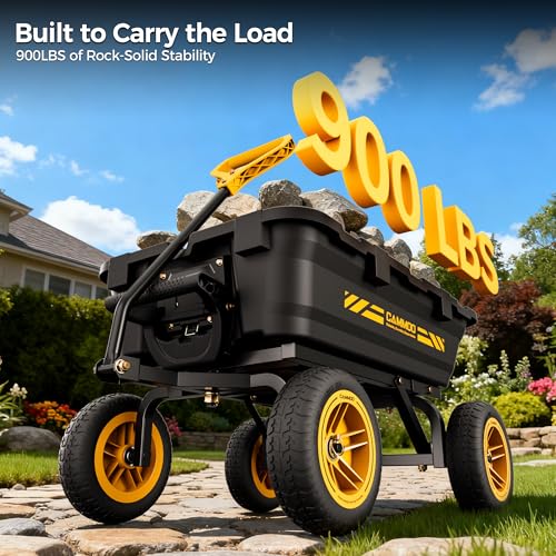 Image of CAMMOO 10-in NO-Flat Tires 900lb Garden Dump Cart Wheelbarrow Garden Wagon