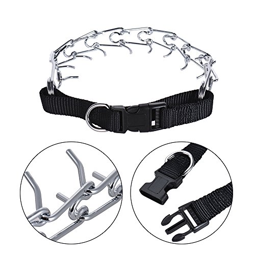 Festnight Dog Prong Collar Pets Training Pinch Engrenagem de aço inoxidável com comprimento ajustáve