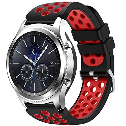 CreateGreat for Samsung Gear S3 Frontier and Classic Watch, Soft Replacement Breathable Sport Bands with Air Holes for Samsung Gear S3 Smart Watch Band(Black Red) CreateGreat for Samsung Gear S3 Frontier and Classic Watch, Soft Replacement Breathable Sport Bands with Air Holes for Samsung Gear S3 Smart Watch Band(Black Red)