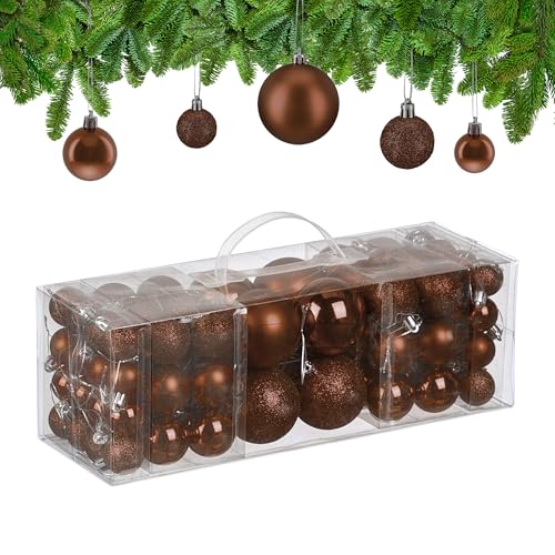 Relaxdays Weihnachtskugeln im 76er Set, Kunststoff, glitzernde, Matte,...