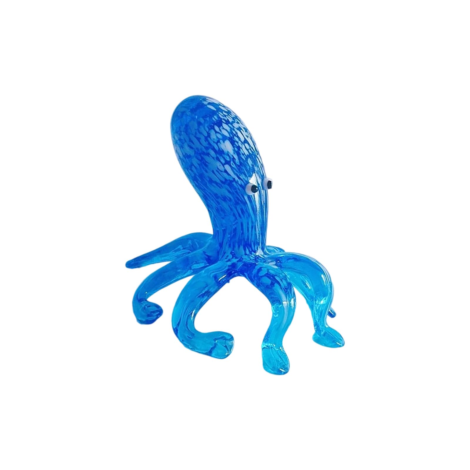 Uitndvyte Dark Blue Artistic Colorful Octopuses Glass Miniature Figurine Decors Desktop Ornament Perfect Present For Christmas Housewarmings Party Octopuses Figurine Colorful Miniature Gifts