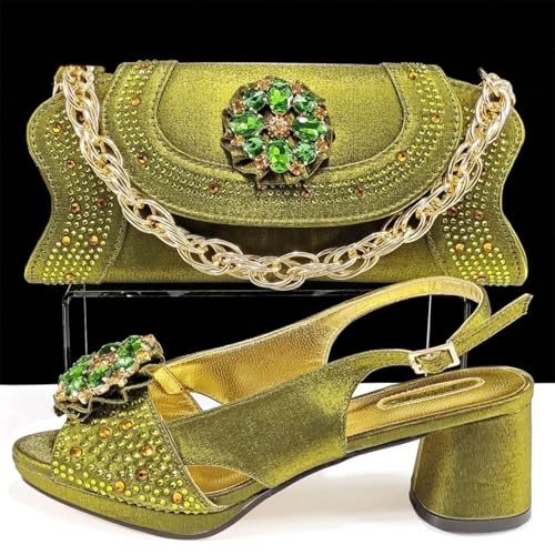 Women Open Toe Heels Elegant Party Pumps Italian Shoes and Bags Matching Set with Rhinestone Decoration2