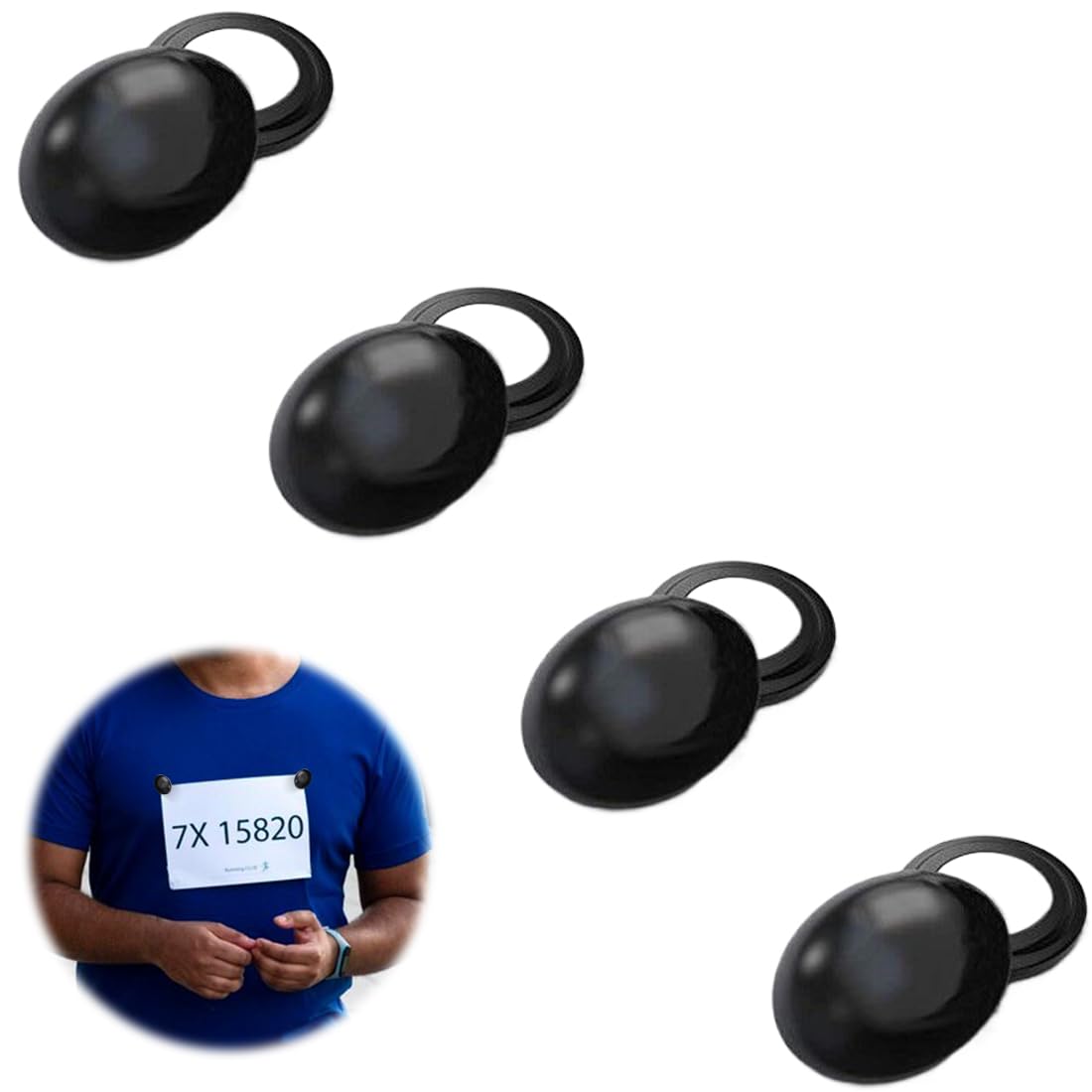 NJCXOLA Dorsales Running, 4 Pares Imanes Porta Dorsal Running, Fijación Magnética Dorsal, Imanes Porta Dorsales para La Fijación del Número de Carrera, Accesorios de Maratón - Blanco — view 8