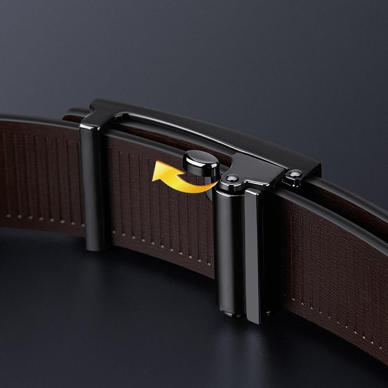 Men's Toothless Automatic Buckle Cowhide Belt Men's Belt Men's Belt(120cm)4