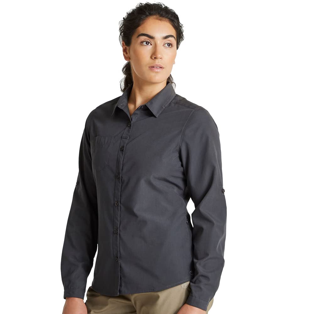 Craghoppers Women's Grey 'Expert Kiwi' Long Sleeved Shirt In Size 12