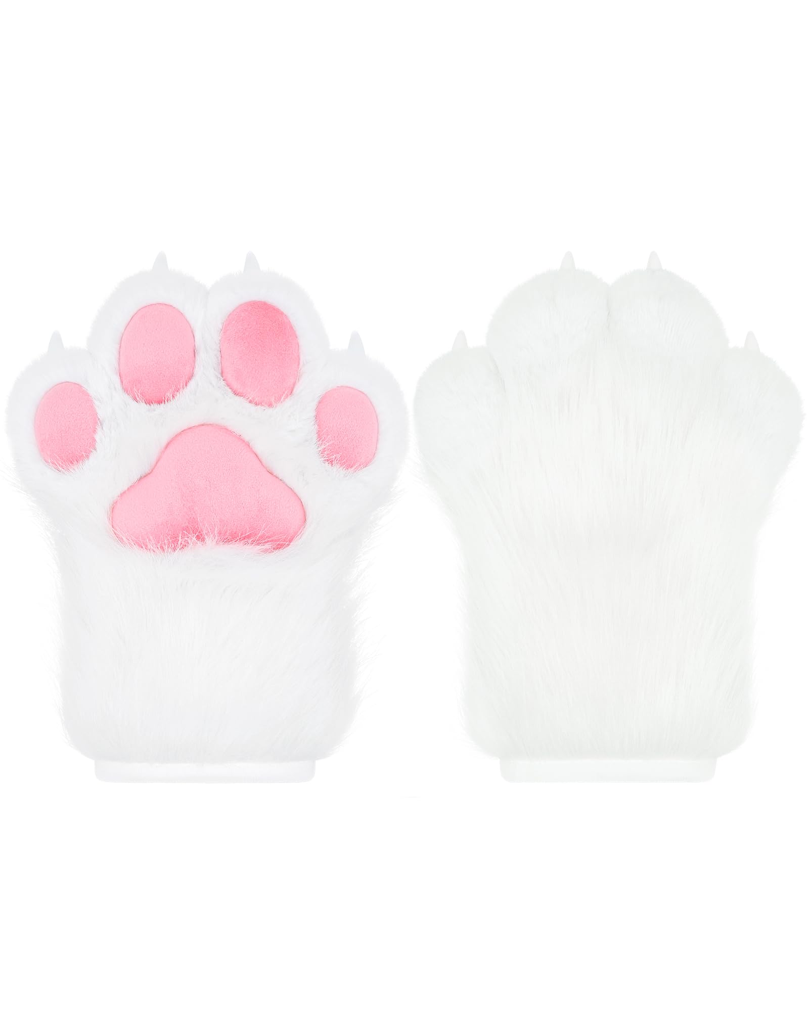 Cosplay Animal Extended Fluffy Plastic Claws for Cat Fursuit Paws Gloves Adults Costume Accessories Set