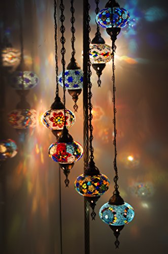 KARALP MOZAIK Turkish Moroccan Mosaic Glass Handmade Tiffany Corner & Floor Lamp for Livingroom, Bedroom, Kid Room