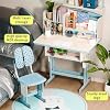 Kids Desk and Chair Set, Adjustable Height Children's Study Table with Storage Drawer, Book Stand, Backpack Hook & Cup Holder - Ergonomic Learning Desk for Boys Girls Blue B