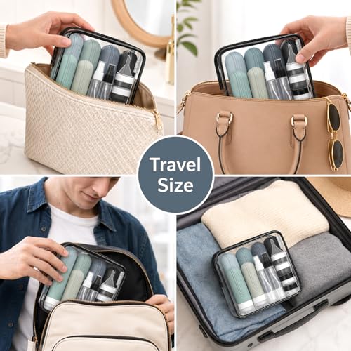Image of 20 Pack Travel Bottles for Toiletries, TSA Approved Travel Size Containers, Leakproof Silicone Bottles and Shampoo Conditioner, Women Men Essential Toiletry Accessories.