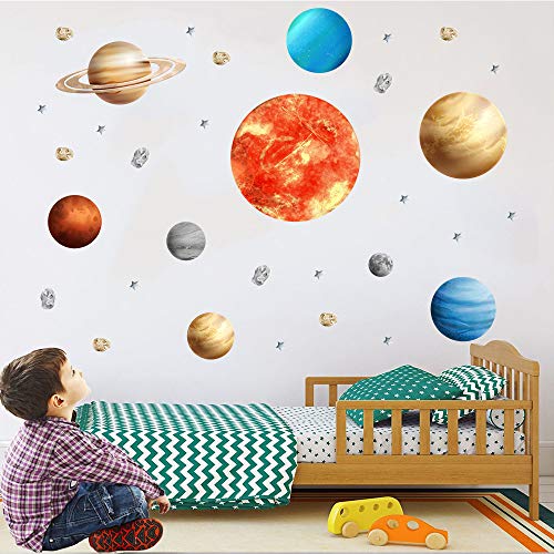 Galaxy Planet Wall Decal Outer Space Galaxy Wall Sticker Removable Vinyl Mural Star Wall Art Decoration For Living Room/Baby Room/Kids' Bedroom/Nursery #TOP3