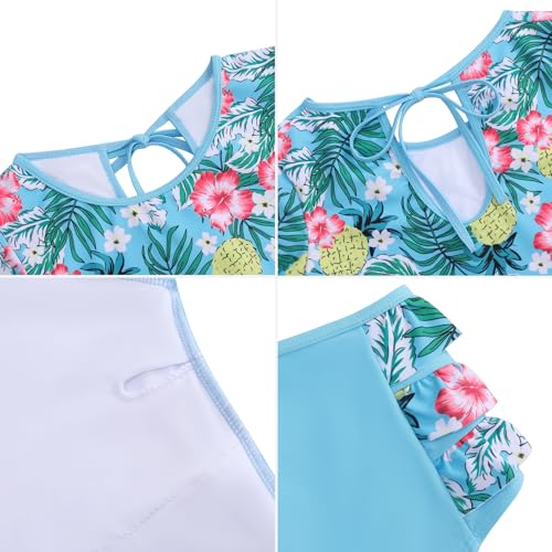 GERU Little Girls Two Piece Floral Bikini Beach Sport Halter Tankini Swimsuit Bathing Suits Sun Protection for 3-12 Years3