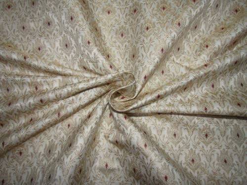 Tissu en brocart de soie or et rouge pour customiser vos tenues