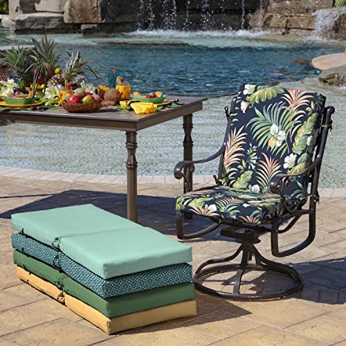 Image of Arden 2-Pack Patio Dining Outdoor Chair Cushions, 20x44, Rain-Proof Seat Pad, Fade-Resistant Outdoor Simone Blue Tropical