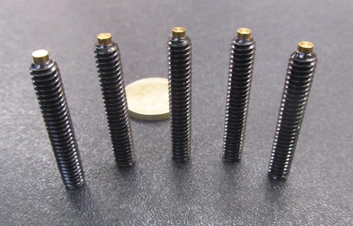 Black Oxide Steel Brass Tip Set Screw 1/4-20 x 1.50" (1 1/2") Thread Length 5 pcs