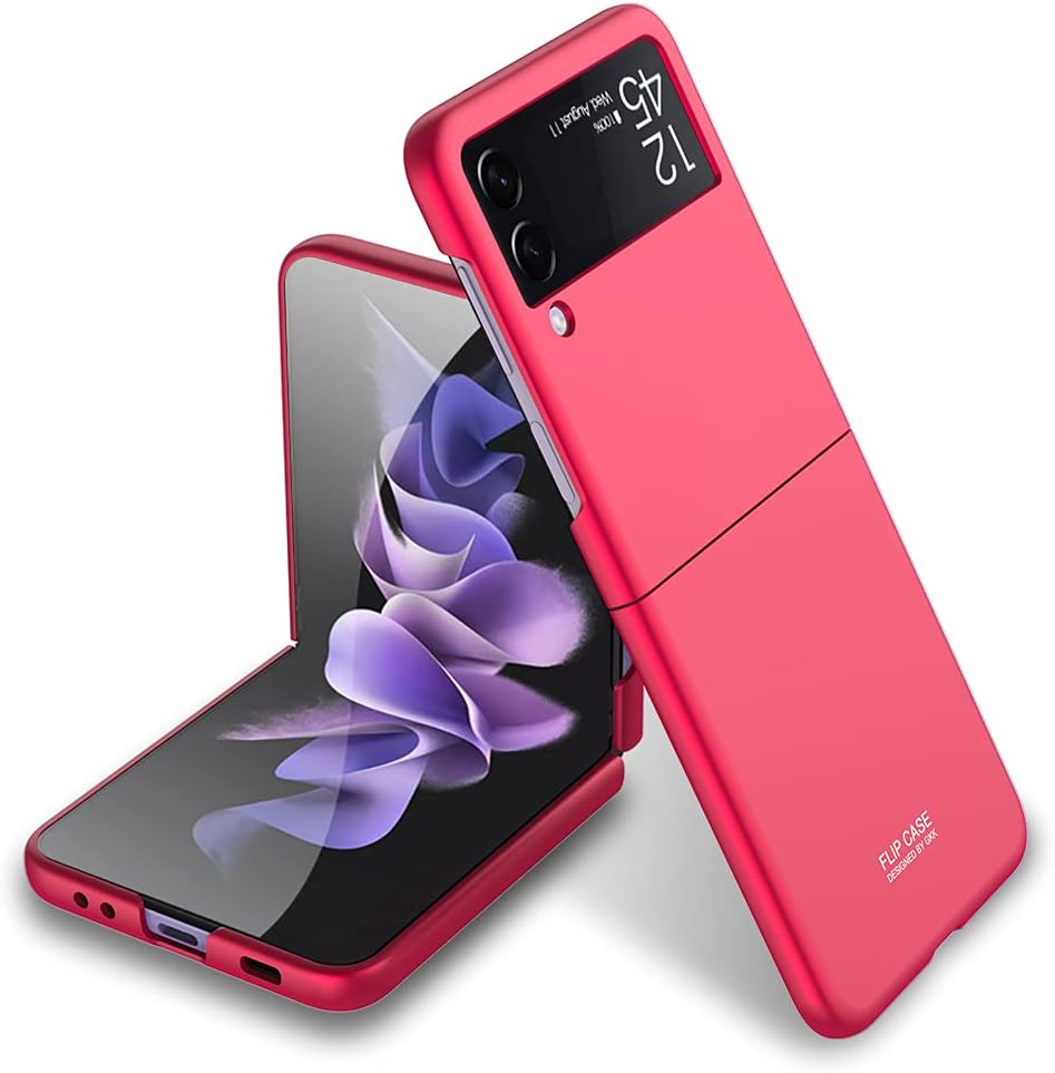 SHIEIDCase for Samsung Galaxy Z Flip 3 5G Phone Cover, Thin Fit Folding Screen Protective Cases, Covers Designed 5G, Cola red