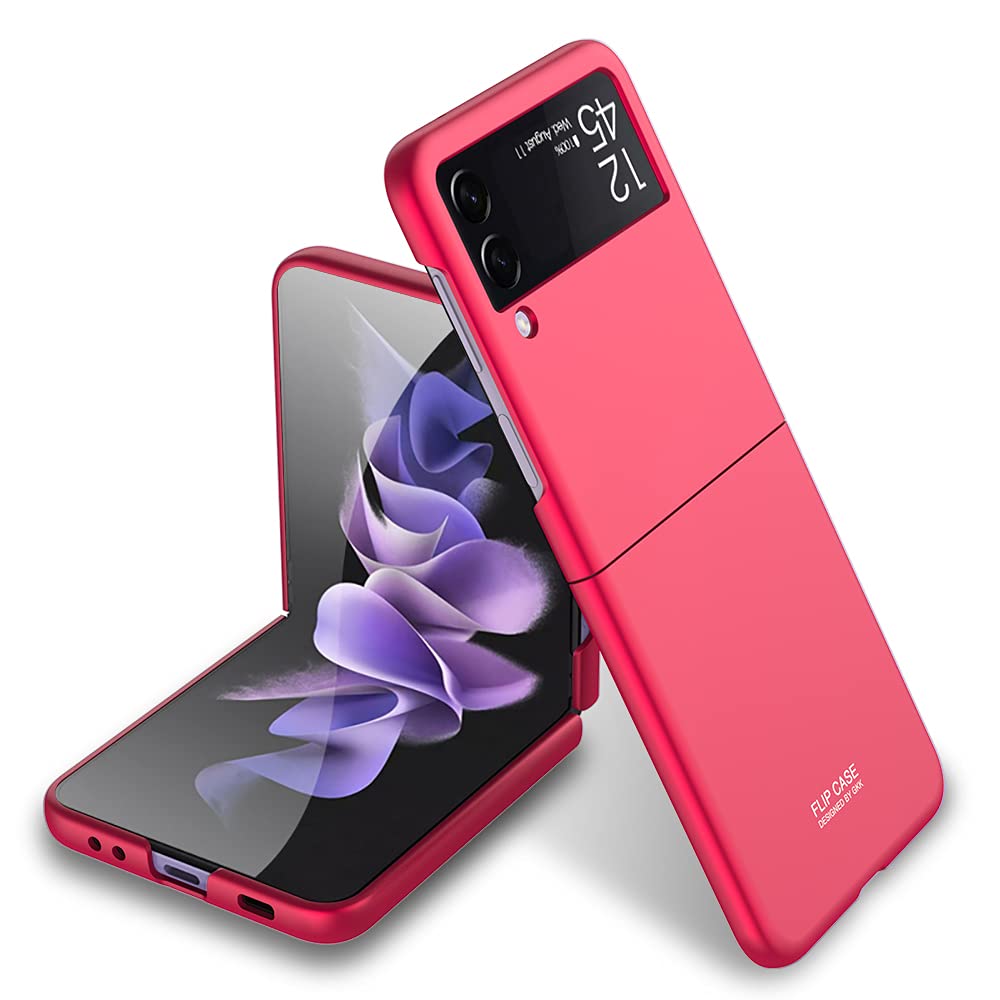 SHIEIDCase for Samsung Galaxy Z Flip 3 5G Phone Cover, Thin Fit Folding Screen Protective Cases, Covers Designed 5G, Cola red