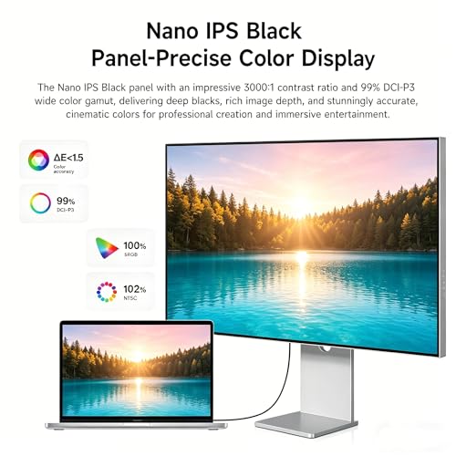 Image of 27 Inch 4K Computer Monitor, 144Hz Monitor Nano IPS 1ms, 99% DCI-P3 Color Gamut, 3000:1, Height Adjustable Stand, DP HDMI USB-C 65W for PC,PD2706Ultra