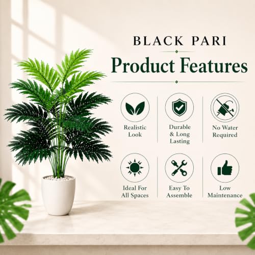 Image of Artificial Areca Palm for Home Decor | Office Decor | Gifting | 58.4 cm Short Ornamental Plant | 12 Leaves | Natural Looking Indoor Plant Plastic (Pack of 1)