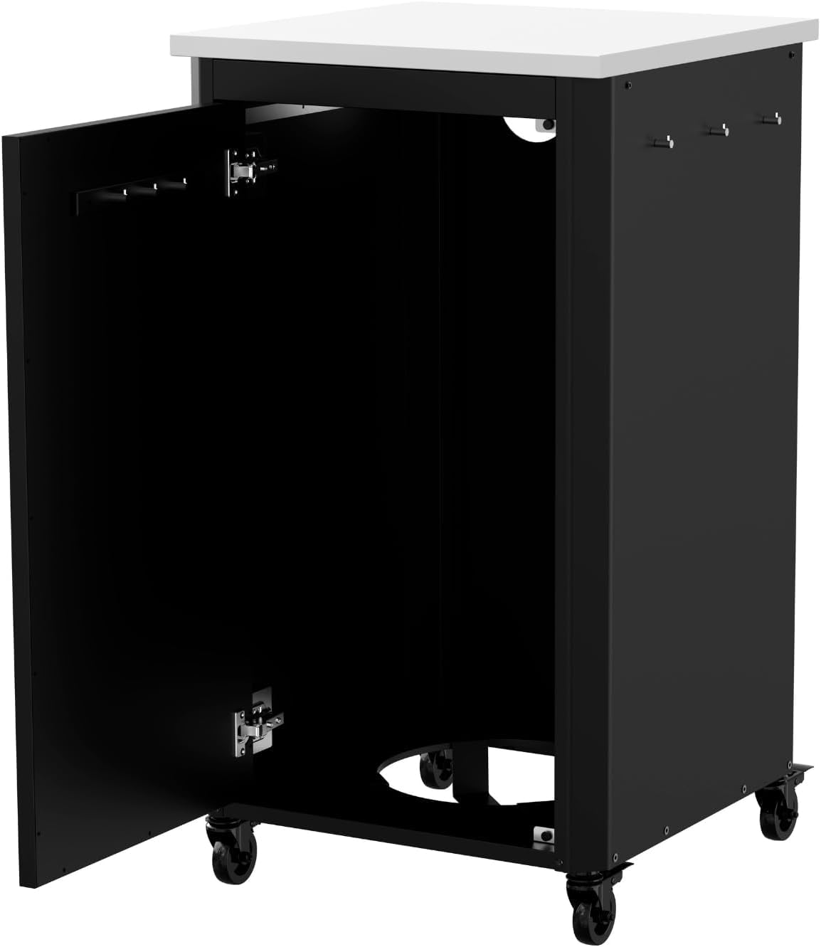 Cozze® | Cuisine extérieure 60 H110 cm | Plan de Travail en INOX | Design modulaire | 1 Porte avec Support gaz | 6 Crochets | roulettes Ø75 mm | Structure en Acier Noir