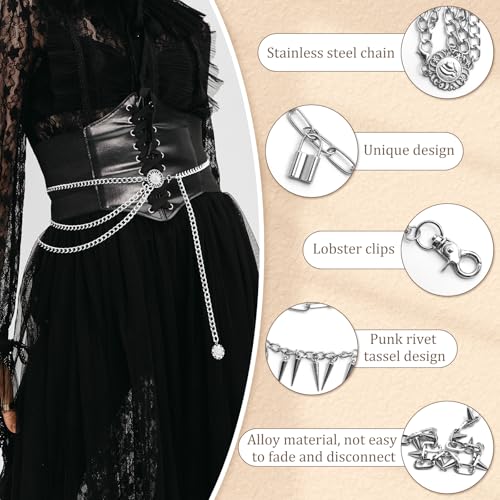 Waist Chain Belt Jeans Pants Chain, Punk Pocket Chain HipHop Wallet Chain for Women Belly Chain Goth Accessories Y2K3