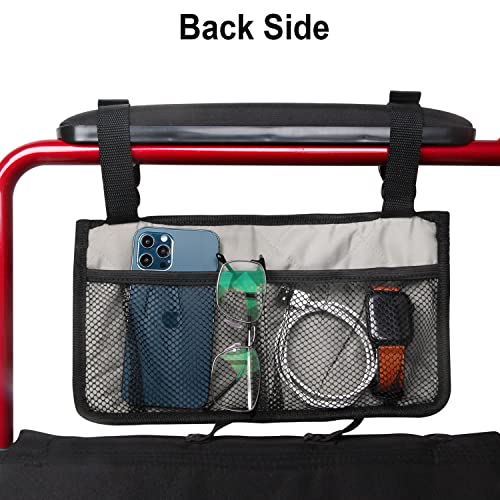 image for HSGEZUOQI Wheelchair Side Bag, Armrest Storage Pouch with Cup Holder a