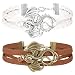 Finrezio Multilayer Leather Bracelets for Women Girls Dragon Bracelets Set Adjustable Friendship Jewelry Brown White 2 PCS