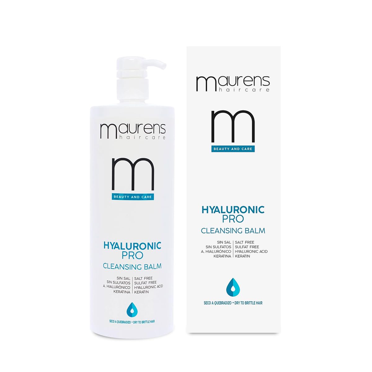 Maurens Hyaluronic Pro Moisturising Wash Balm Shampoo with Hyaluronic Acid and Keratin, Salt and Sulphate Free, Leaves Dry or Damaged Hair 1000ml