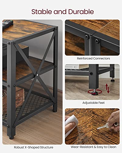 Image of VASAGLE TV Stand, TV Console for TVs Up to 65 Inches, TV Table, 55.1 Inches Width, TV Cabinet with Storage Shelves, Steel Frame, for Living Room, Bedroom, Rustic Brown and Black ULTV094B01