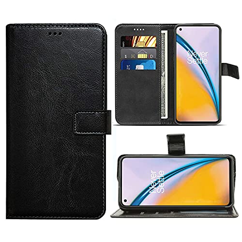 Image of Flip Cover Compatible with OnePlus Nord 2 5G | Premium Leather Finish | Inbuilt Pockets & Stand | Flip Cover Back Case for OnePlus Nord 2 5G (Black)