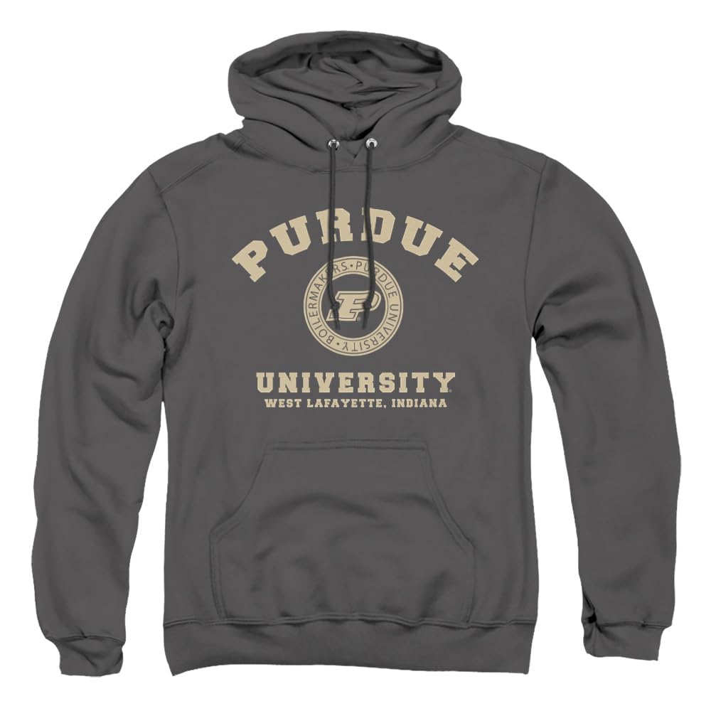 Purdue University Official Circle Logo Unisex Adult Pull-Over Hoodie, Charcoal, Medium
