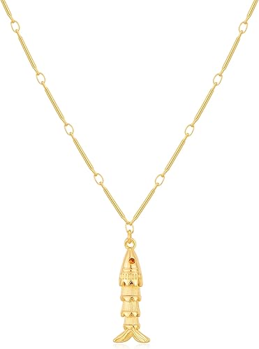 MIJENITI Gold Fish Pendant Necklace for Women Hypoallergenic Beach Jewelry Small