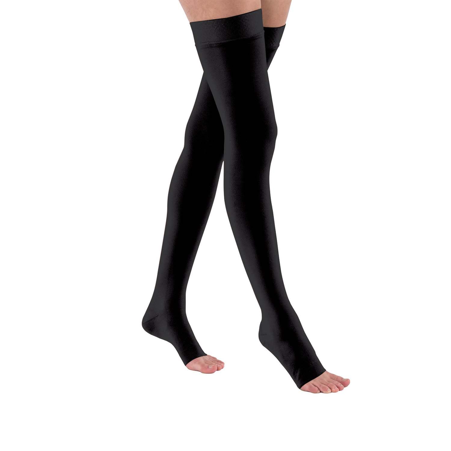 JOBSTRelief 30-40 mmHg Compression Stockings, Thigh High Silicone Band, Open Toe | Compression Socks for Women/ Men for Tired