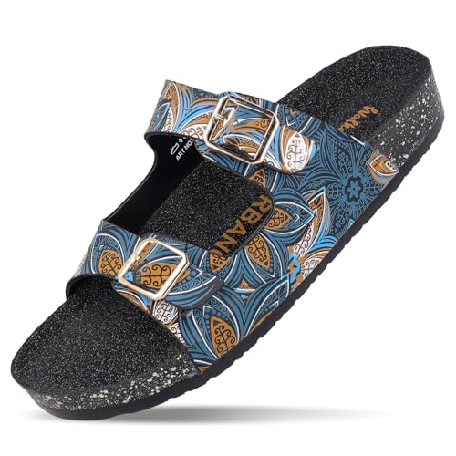 Image of WALKAROO Women's Fashion Sandals|Printed Dual Strap Design,Cushioned Insole, Lightweight PU Sole|Fashion,Trendy,Stylish Slip-On Comfort Sandals | WLE74035