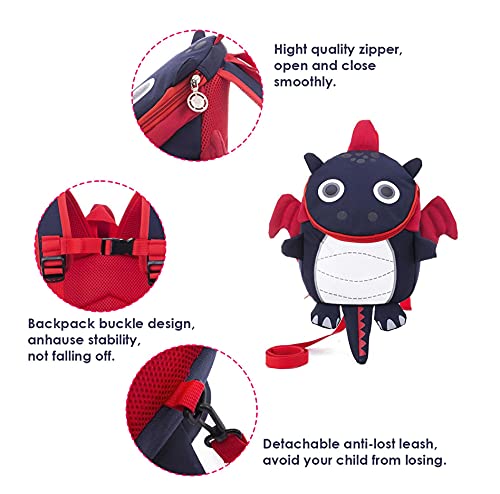 Mochila de Dinossauro com Coleira Antiperda – Bolsa Pré-Escolar para Crianças Meninas, Meninos, Meni