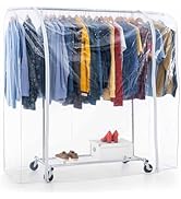 Portant à Vêtements Mobile Avec Roulettes - 180 Cm, Charge 100 Kg, Avec étagère Et Housse