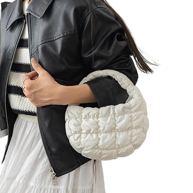 Mini sac fourre-tout matelassé en nylon souple avec sa pochette clé chic