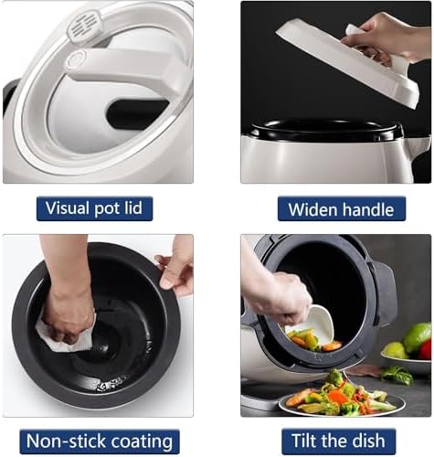 6L Commercial Food Processor - Automatic Cooking Machine with 360° Rotation, 3D Heating, 3 Power Levels, Ideal for Home and Restaurant Use, 110V 1000W, Versatile Kitchen Appliance