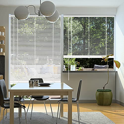 Kco Mini Blinds For Windows Cordless Horizontal Window Blinds And Shades, Vinyl Venetian Blinds Anti-Uv Waterproof Light Adjustment Mini Blinds, 36 W X 64 L, White #TOP6