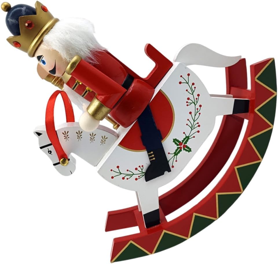 Wooden Christmas Nutcracker Figurine Military Figure on Horse Large Table Decoration Red Holiday Nutcracker Puppet for Home Garden Xmas Party