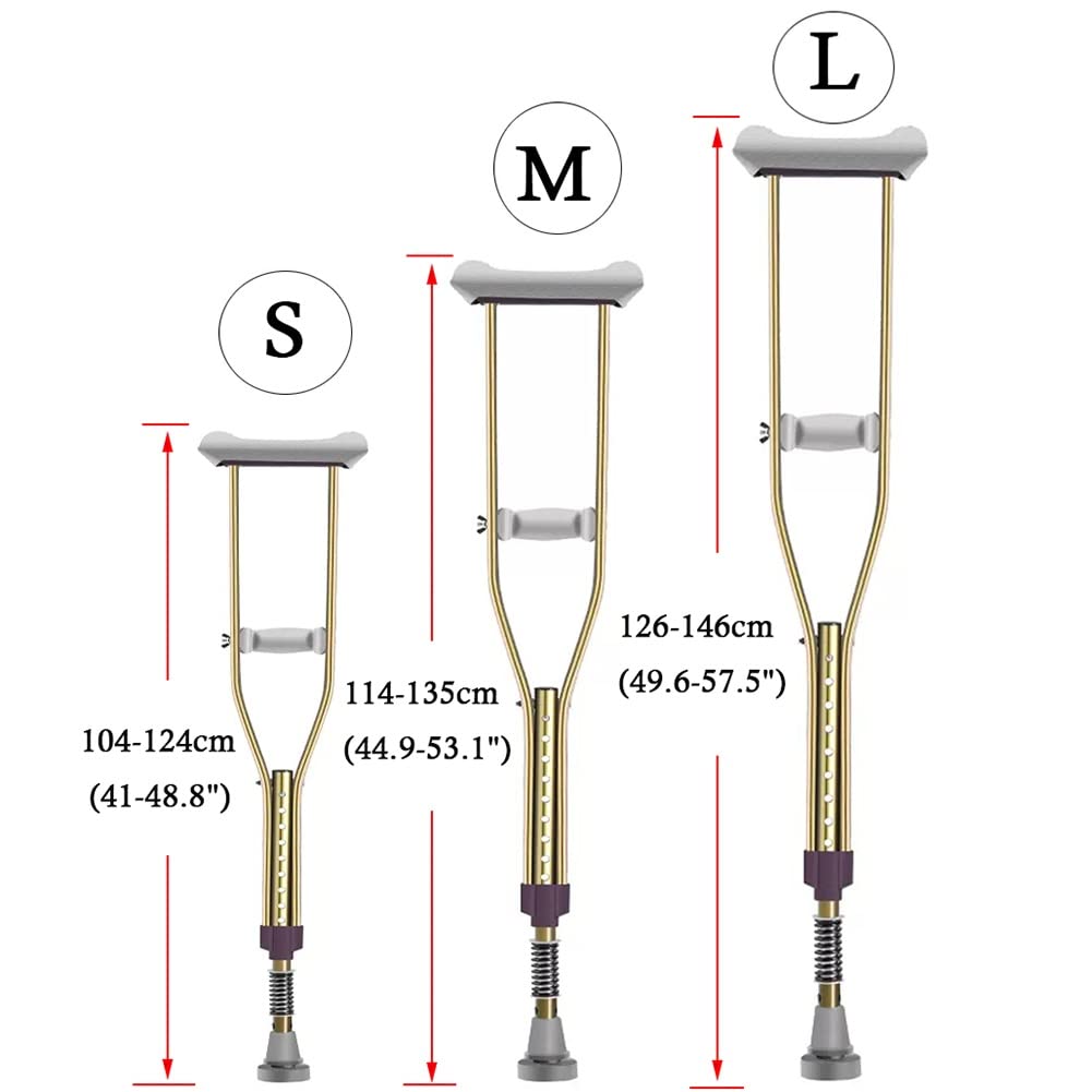 1 Par Muletas Axilares Regulables for Adultos, Muletas Antideslizantes for Caminar Médica, Muletas Ligeras de Aluminio con Muelle(M)