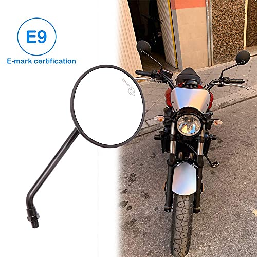 Image of DREAMIZER 3.8 inch Motorcycle Rear View Side Mirror Round 8mm 10mm Universal Compatible with CB350 CB1100 Guide ATV Dirt Bike Cruiser Chopper - Black #1