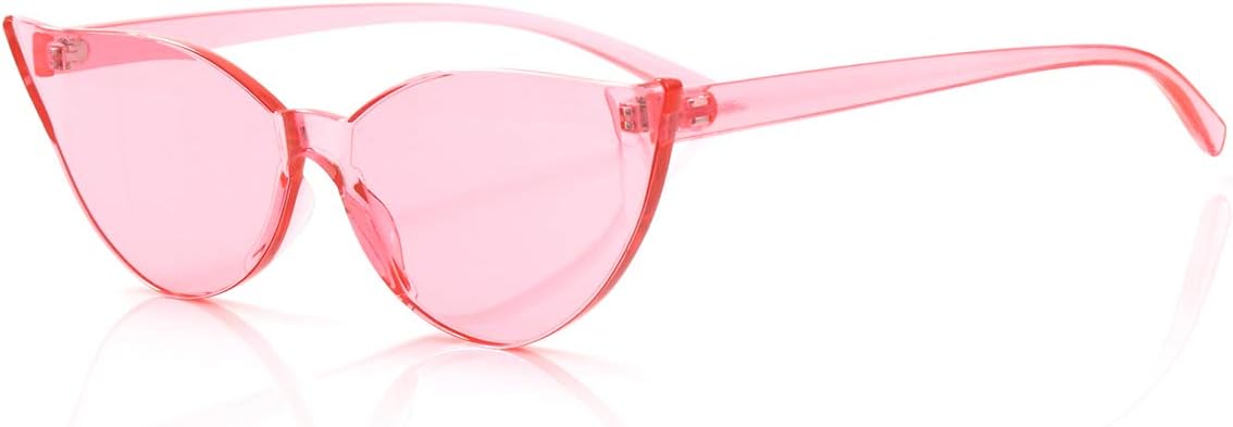 Cat Eye Rimless Sunglasses Oversized One Piece Colored Transparent Eyewear Retro Eyeglasses for Women Men …