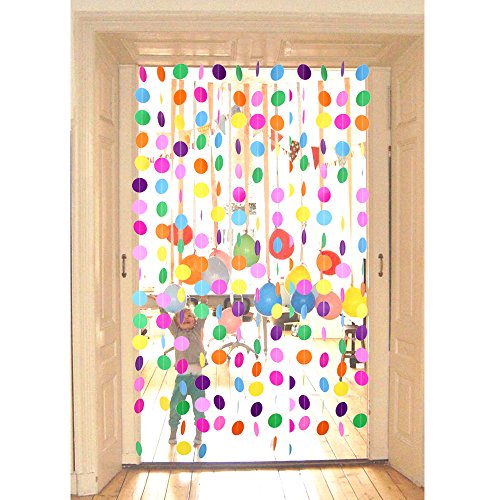 Rubfac 5Pcs Colorful Paper Garland Circle Dots Party Hanging Rainbow Decorations For Birthday Wedding Baby Shower Classroom Candyland Streamers Party Supplies (66Ft) #TOP6