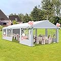 COVERONICS Outdoor Canopy Party Tent, 20'X30' Patio Party Tent with Rollable Sides and 4 Sandbags, Heavy Duty Steel Frame Carport Gazebo Event Tent Perfect for Wedding, Birthday Party, Outdoor Event