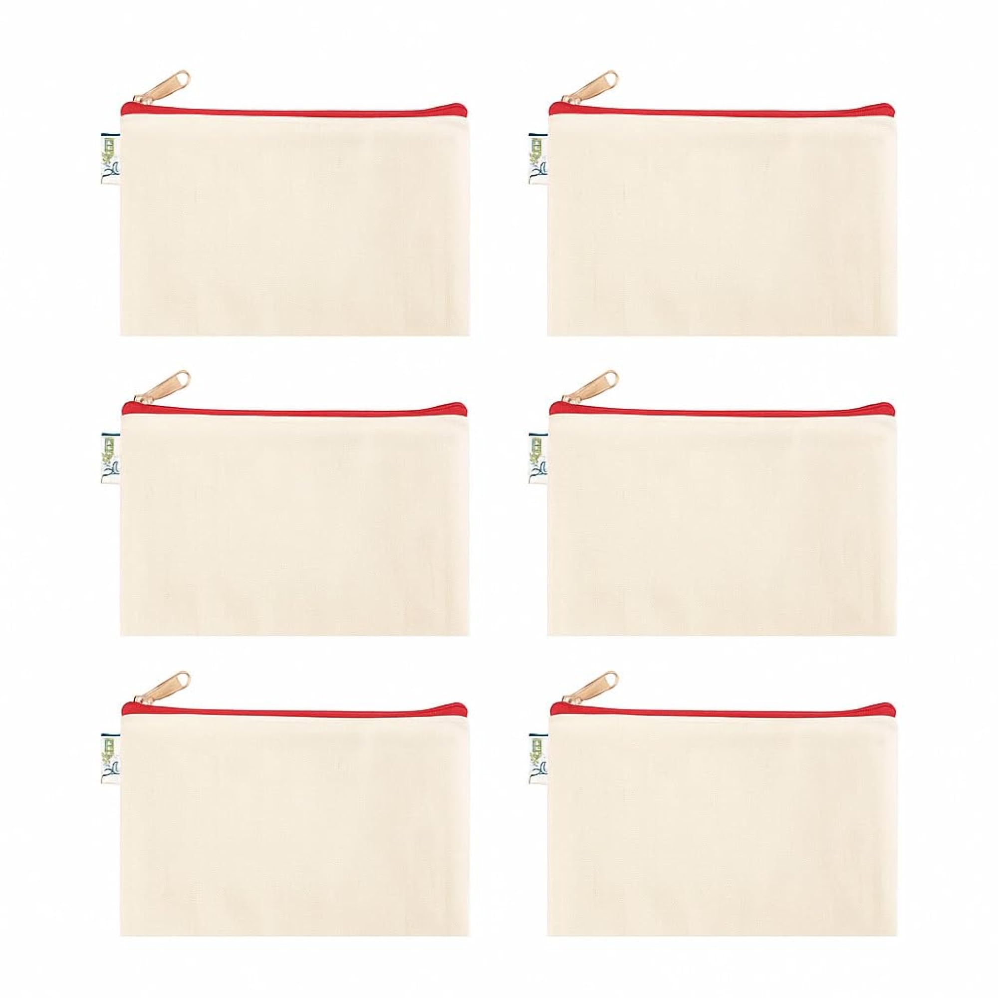 Canvas Makeup & Pencil Pouch, Multipurpose Pack of 6