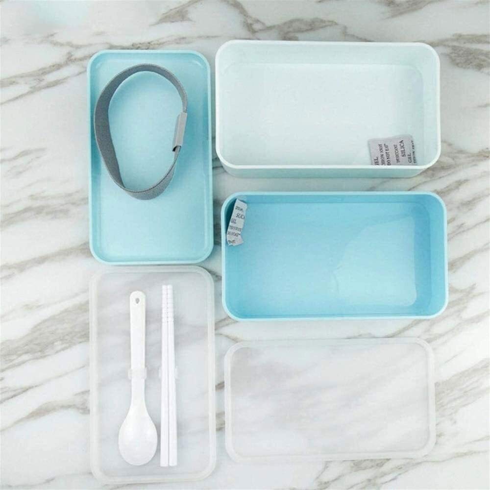 es Lunch Box Bento a 2 Livelli a Prova di perdite con Posate riutilizzabili in Stile Giapponese, a Tenuta stagna