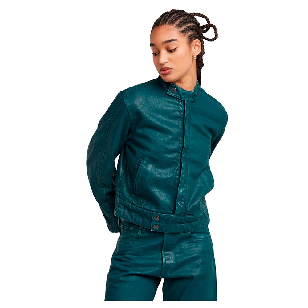 G-STAR Raw - Womens Short Moto Jacket, Color Worn in Hydraulics Cobler, Size: XX-Small
